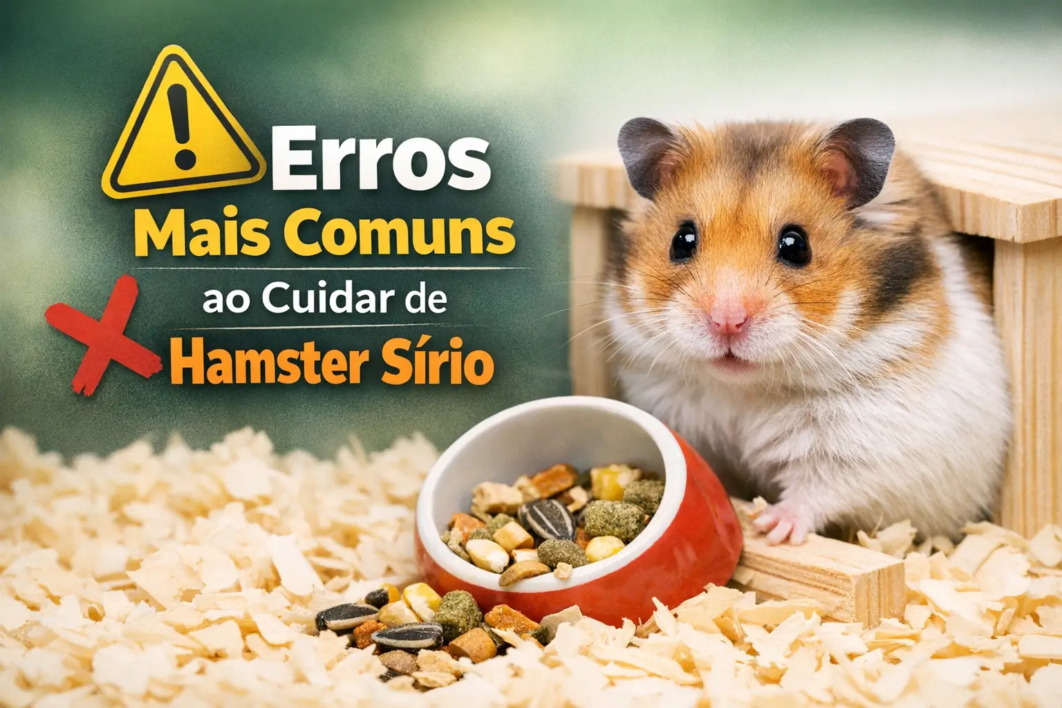 Hamster sírio fofo em abrigo com tigela de comida vermelha
