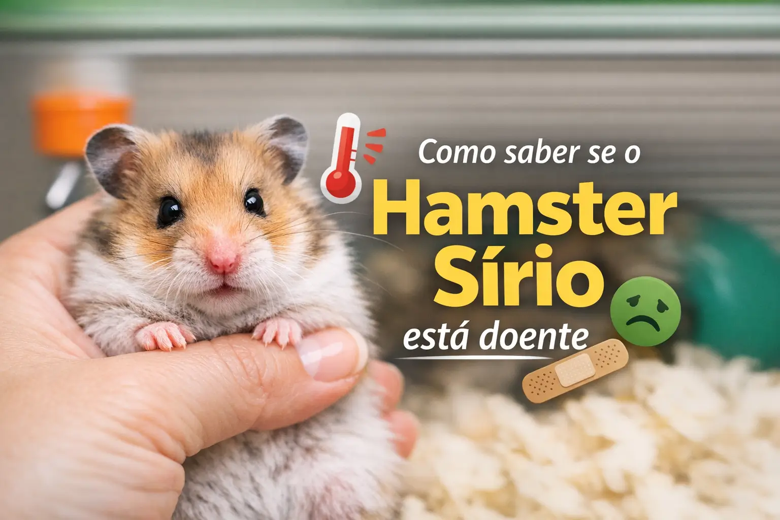 Hamster Sírio sendo monitorado por saúde em uma mão humana