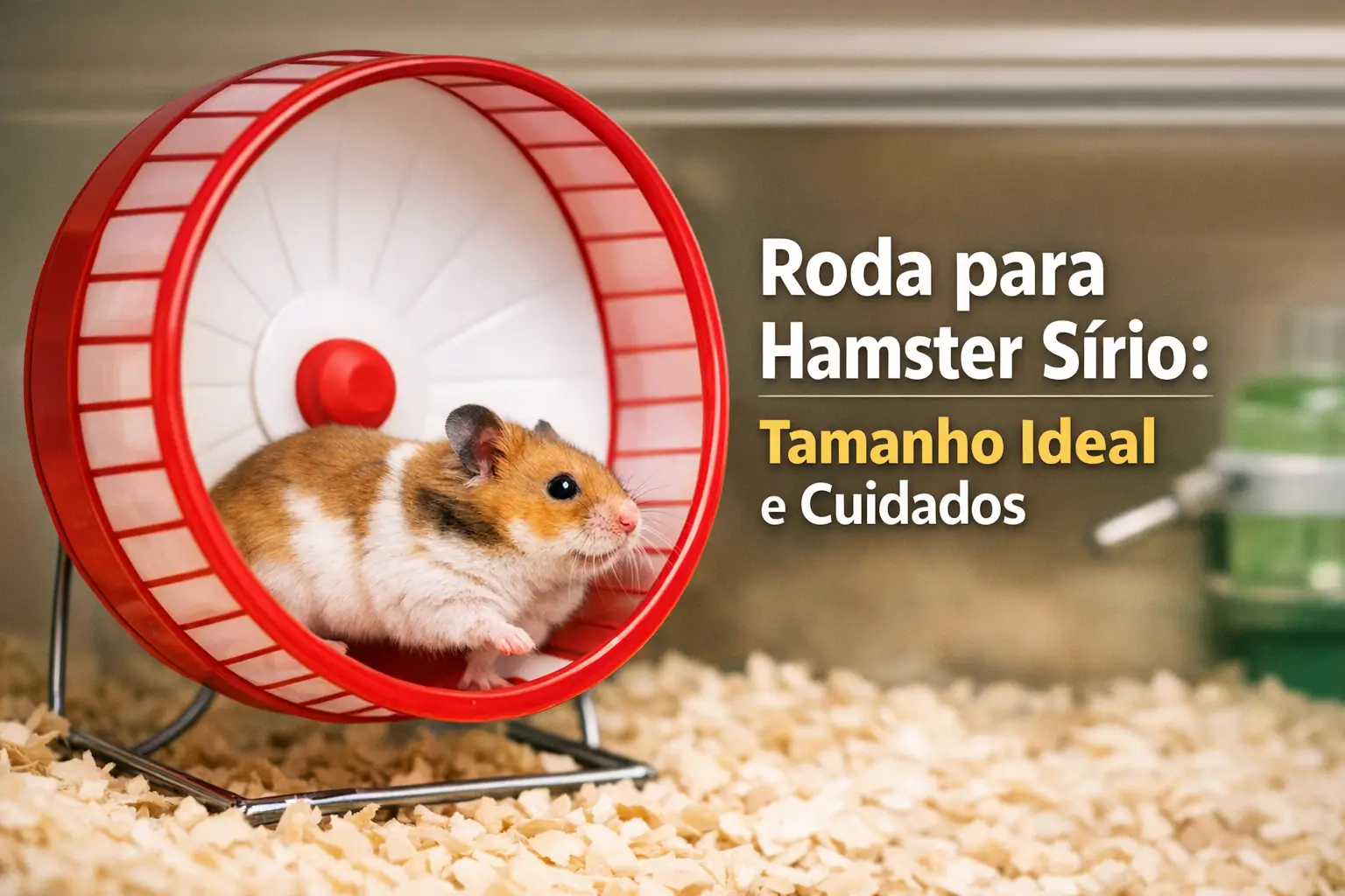 Hamster sírio em roda vermelha com cuidados essenciais