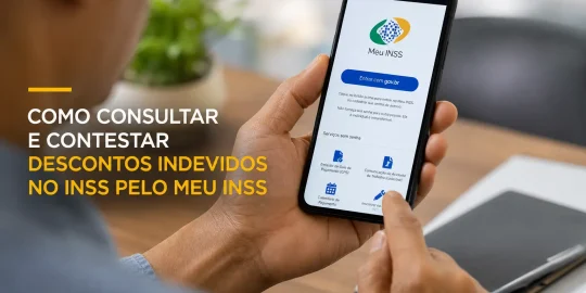 Smartphone com tela de login Meu INSS e mensagem 'Entrar com gov.br'.