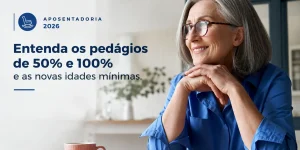 Mulher idosa sorrindo com texto sobre Aposentadoria 2026