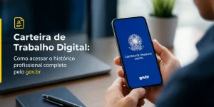 Pessoa com smartphone mostrando Carteira de Trabalho Digital