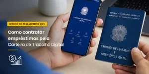 Smartphone com Carteira de Trabalho Digital e livro azul