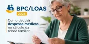 Idosa revisando documentos sobre dedução de despesas médicas BPC/LOAS
