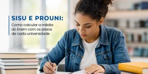 Jovem estudando com SISU e PROUNI em destaque