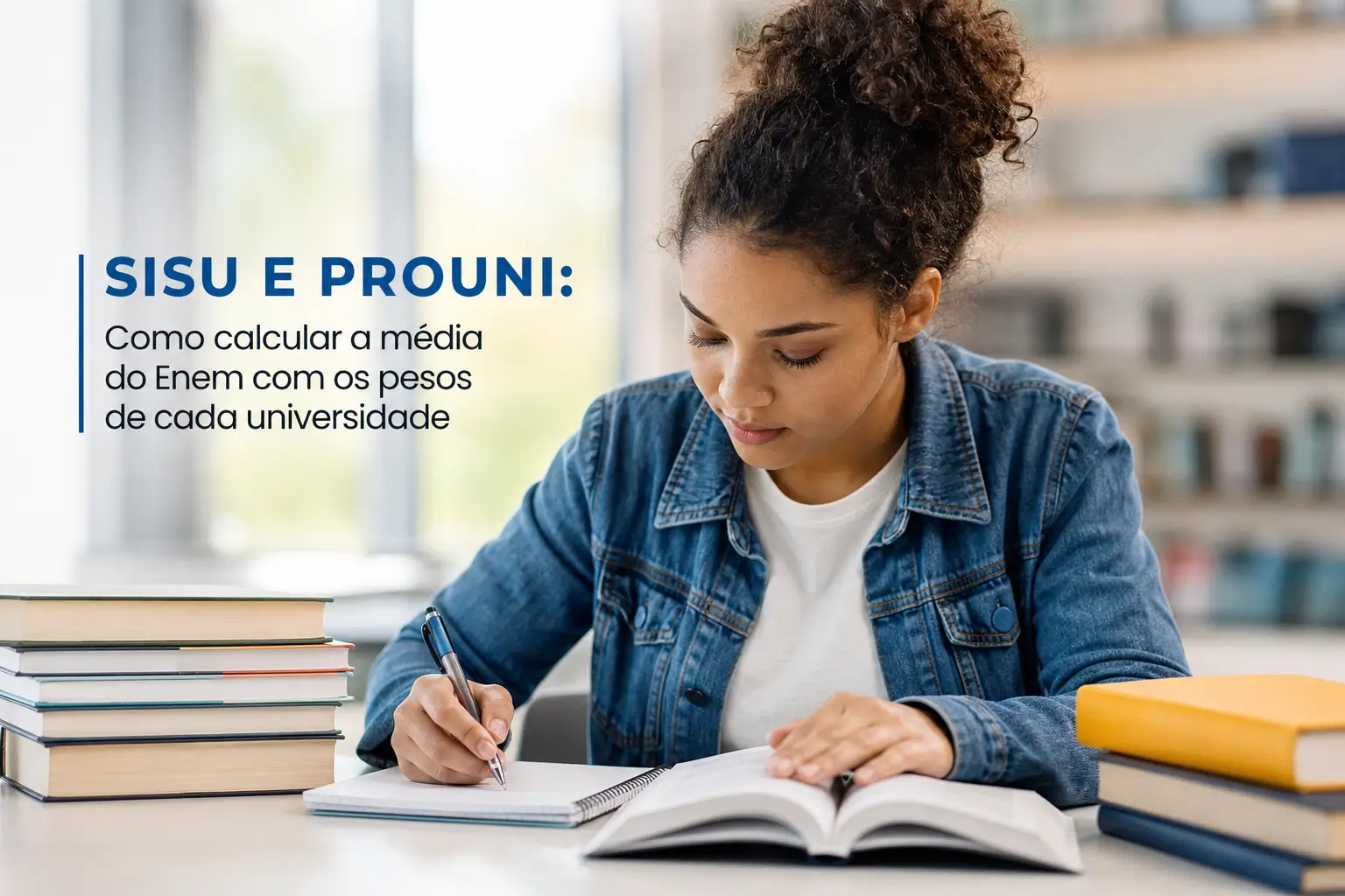 Jovem estudando com SISU e PROUNI em destaque